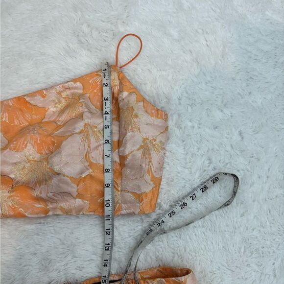 Lulu's Getaway Glam Orange Floral Jacquard Two Piece Mini Dress Size L NWT - Picture 14 of 14